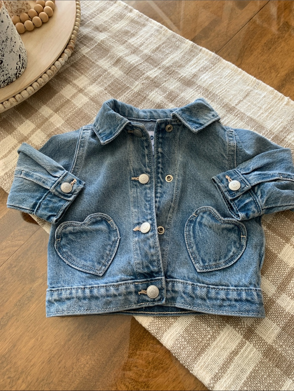 Old Navy Blue Denim Kids Jacket with Heart Patch Pockets